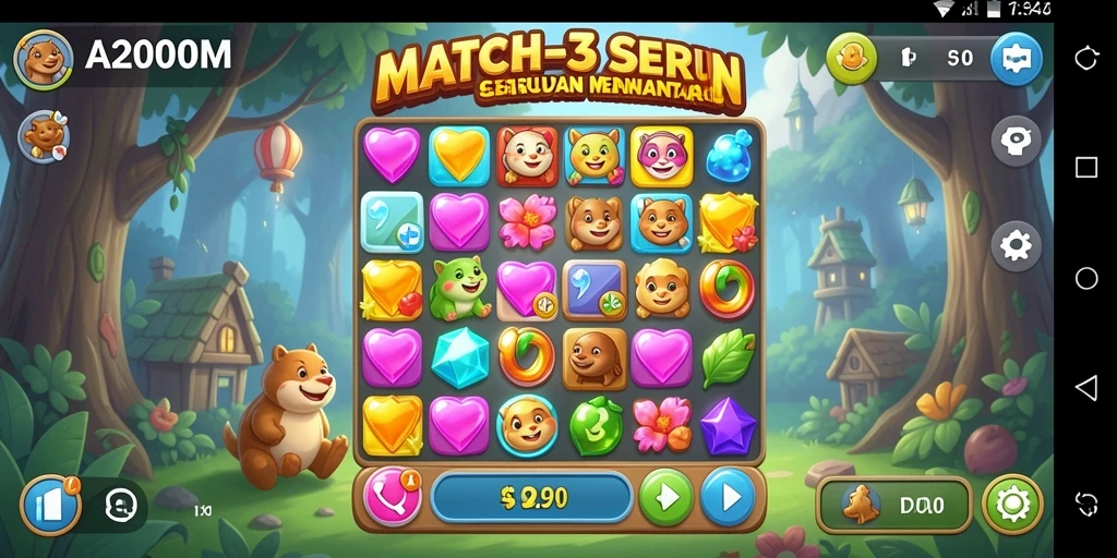 Tampilan gameplay menarik dalam permainan Match-3 A200M.
