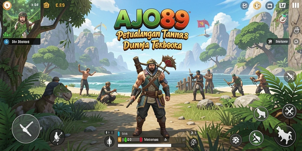 Screenshot menunjukkan berbagai lokasi menakjubkan di dunia Open World AJO89.
