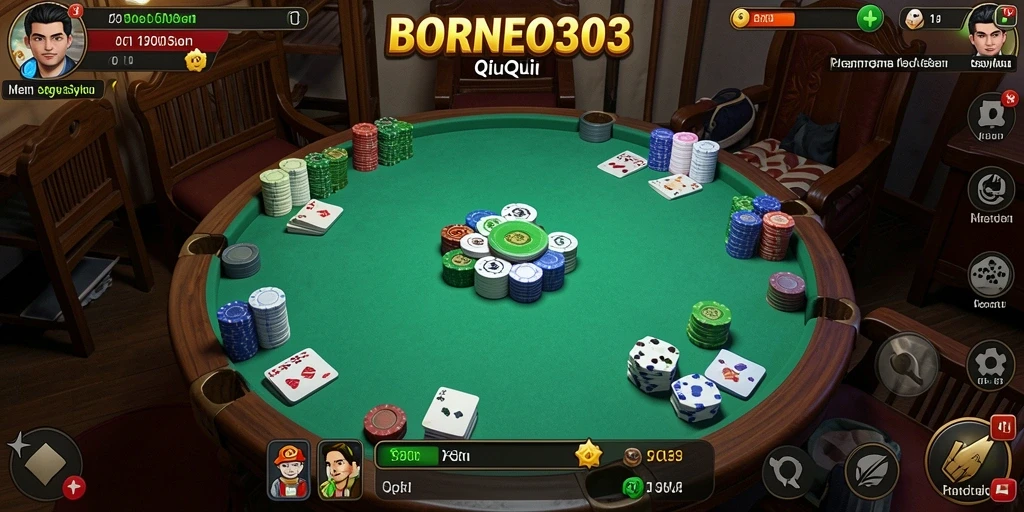 Tampilan gameplay seru dari permainan QiuQiu BORNEO303.