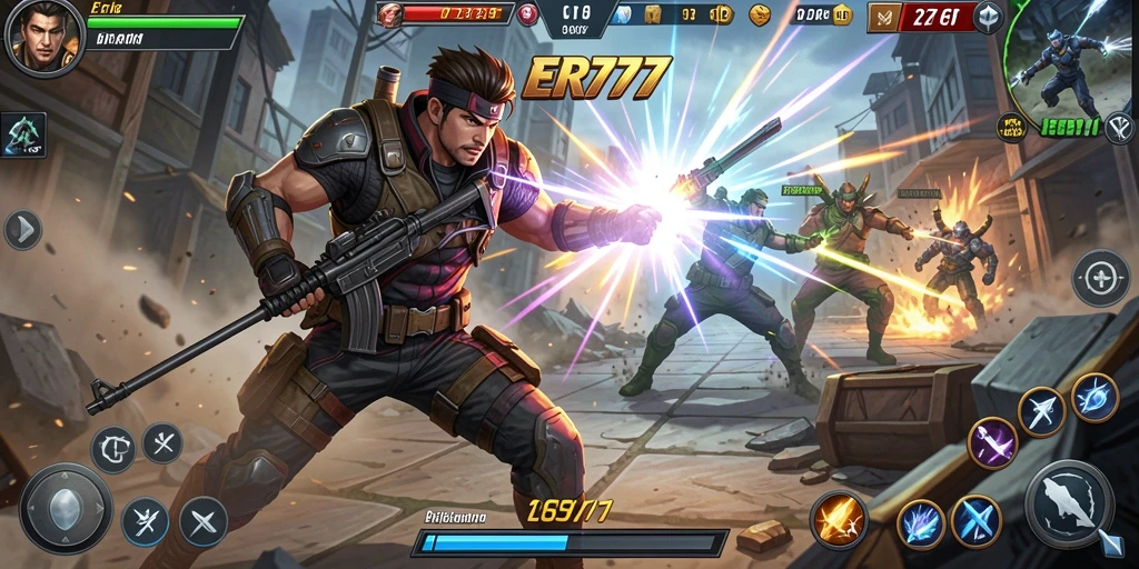 Tampilan gameplay Action yang menegangkan di ER777.