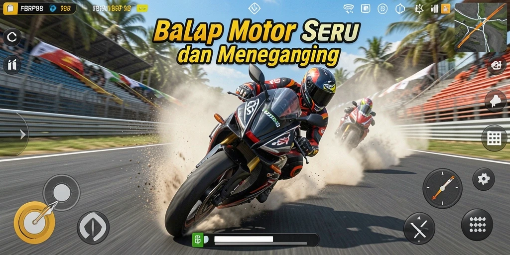 Screenshot FBRP88 menunjukkan aksi balap motor yang mendebarkan.