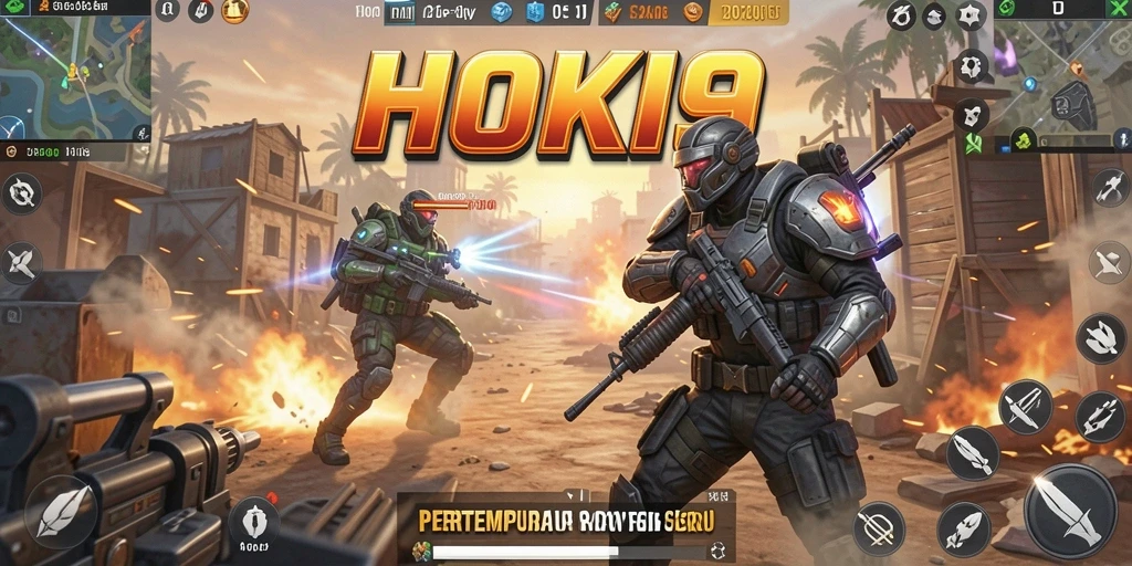 Tampilan gameplay seru di HOKI9 dengan pertempuran Battle Royale.