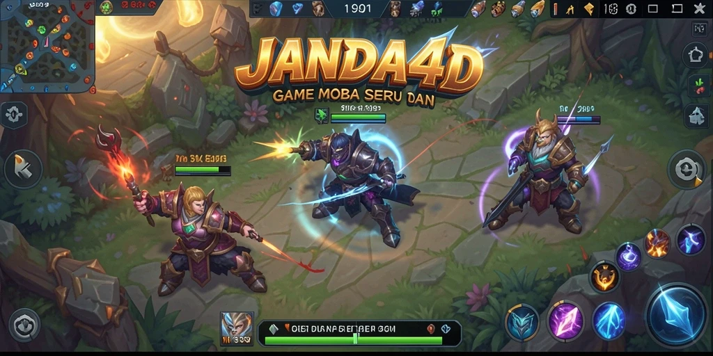 Tampilan gameplay seru dari JANDA4D dalam pertempuran MOBA.