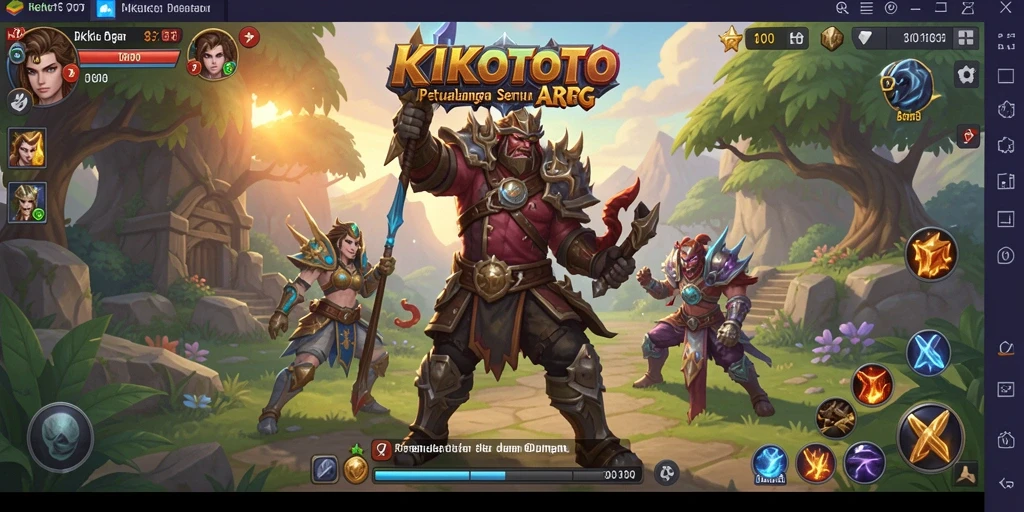 Screenshot gameplay KIKOTOTO menampilkan aksi pertarungan yang mendebarkan.