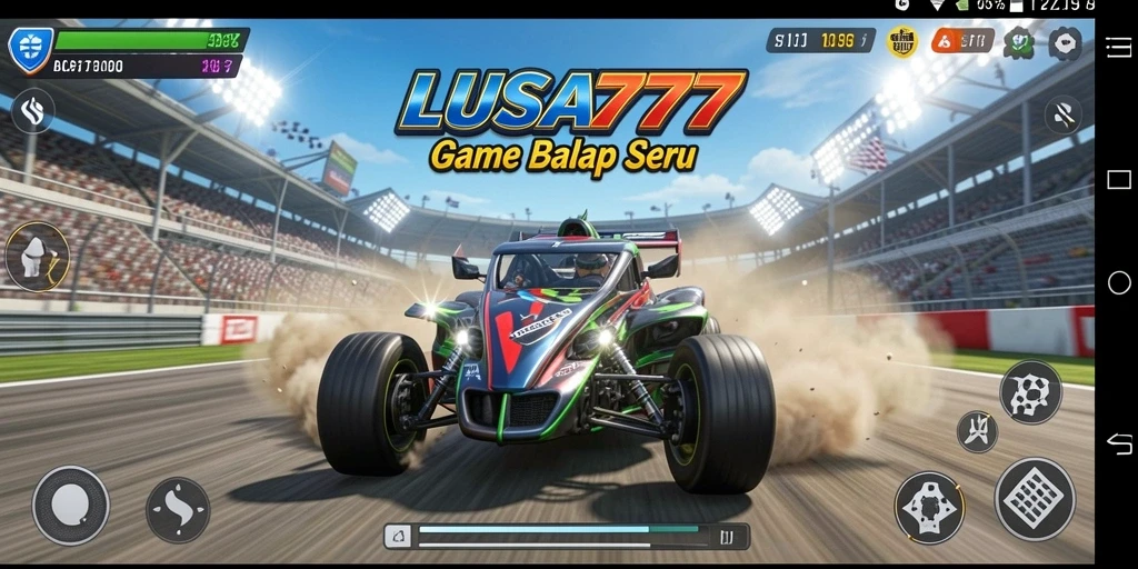 Screenshot menampilkan momen balap mendebarkan dalam LUSA777.