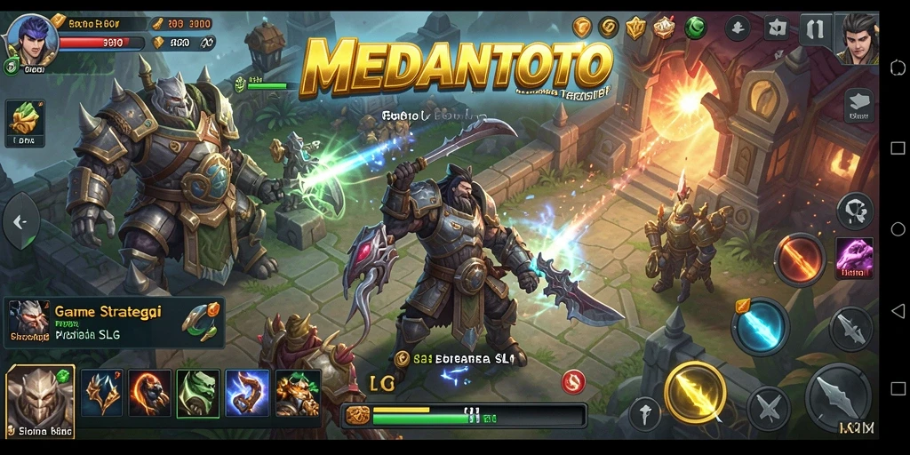 Tangkapan layar <strong>MEDANTOTO</strong> menampilkan pertempuran epik dalam gameplay SLG.