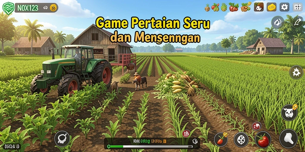 Screenshot gameplay NOX123 dengan aktivitas pertanian yang seru.