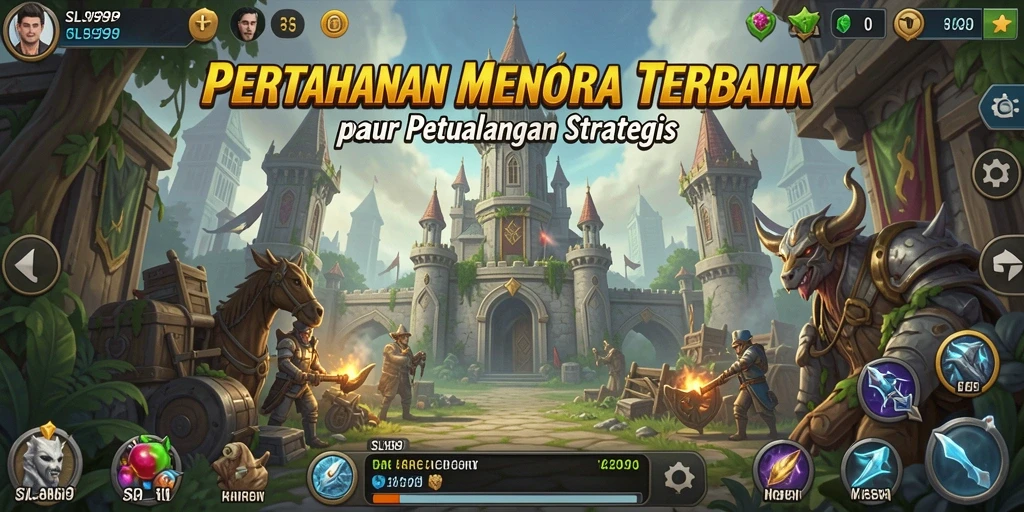 Screenshot gameplay SL999 menampilkan serangan musuh dan pembangunan menara.