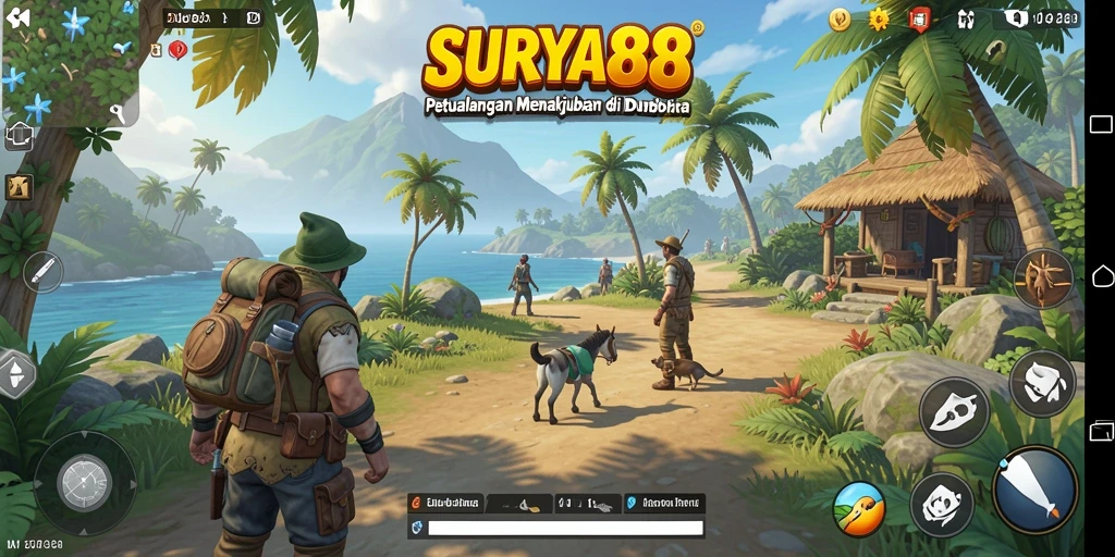 Screenshot gameplay SURYA88 menampilkan aksi seru di dunia terbuka.
