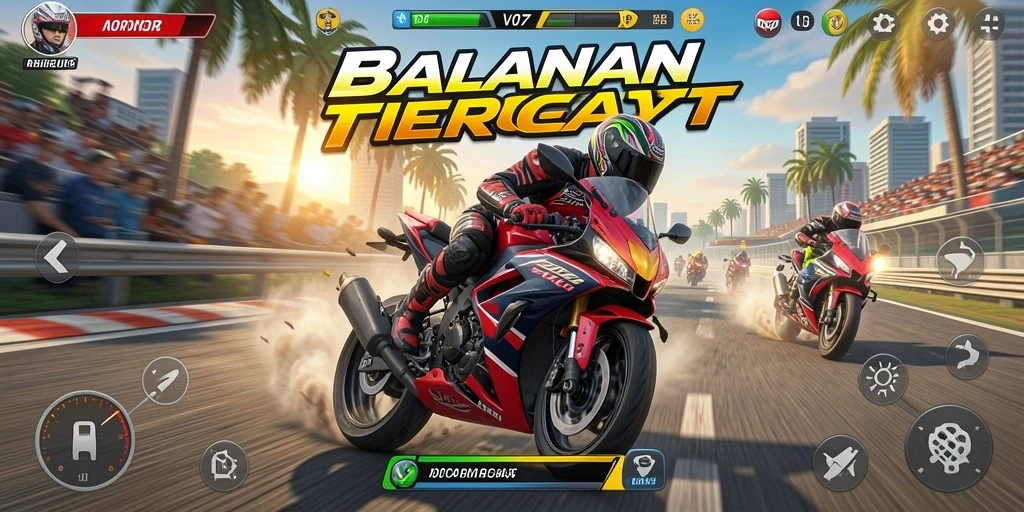 Gameplay seru balapan motor di V07 yang memacu adrenalin.
